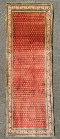 ANTIQUE PERSIAN SARABAND MIR HAND KNOTTED RUNNER, 3.7 x 9.10 (109cm x 300cm)