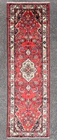 ANTIQUE PERSIAN ISFAHAN  HAND KNOTTED  RUNNER, 3.10 x 12.2 (117cm x 371cm)