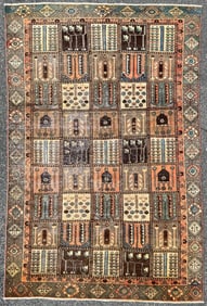ANTIQUE PERSIAN BAKHTIARI PICTORIAL HAND KNOTTED RUG, 6.3 x 9.3 (191cm x 282cm)