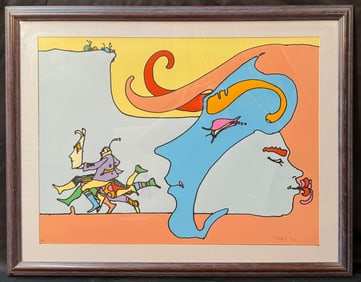 PETER MAX (BORN 1937) ORIGINAL, LIMITED EDITION, HAND SIGNED SERIGRAPH TITLED GETTING THERE QUICKLY