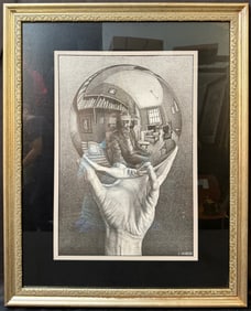 M.C. ESCHER (1898-1972) LITHOGRAPH TITLED HAND WITH REFLECTING GLOBE, 25.5IN x 31.5IN (65cm x 80cm)