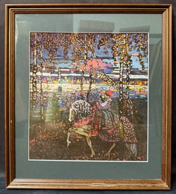 WASSILY KANDINSKY (1866-1944) LITHOGRAPH TITLED THE RIDING COUPLE, 15IN x 17IN (38cm x 43cm)