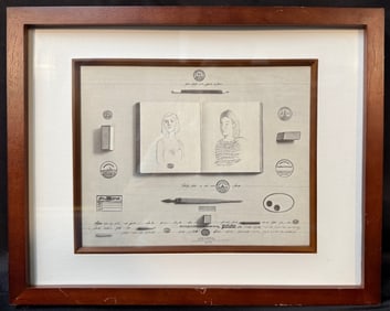 SAUL STEINBERG (1914-1999) LITHOGRAPH TITLED THE MUSEUM, 12IN x 15IN (30cm x 38cm)