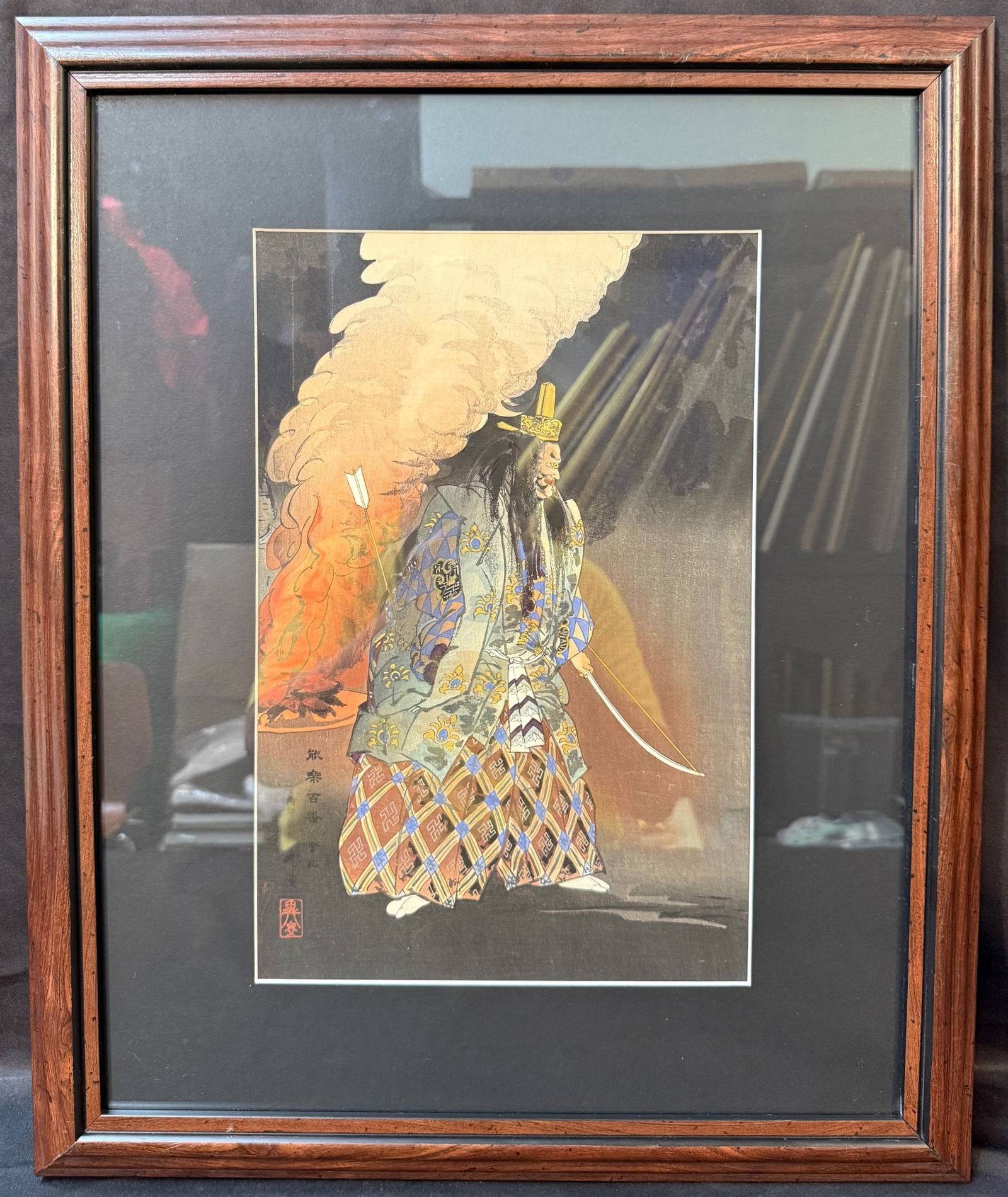 ANTIQUE JAPANESE WOODBLOCK PRINT BY TSUKIOKA KOGYO (1869-1927) TITLED KINSATSU, 18.5IN x 22.5IN (1 of 7)