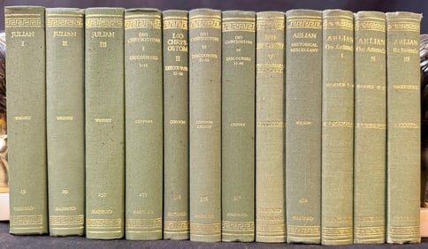 THE LOEB CLASSICAL LIBRARY BY HARVARD UNIVERSITY, DIO CHRYSOSTOM, AELIAN, JULIAN, 12 VOLUMES