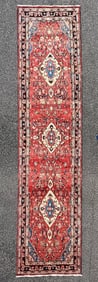 EXTRA-LONG ANTIQUE PERSIAN KASHAN HAND KNOTTED RUNNER, 3.8 x 15.9 (112cm x 480cm)