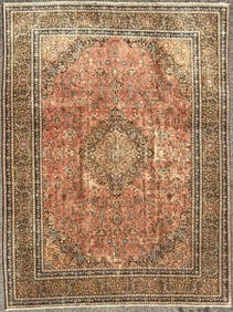 ANTIQUE PERSIAN KASHAN HAND KNOTTED RUG, 9.4 x 12.4 (284cm x 376cm)