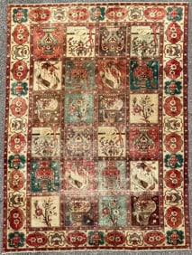 ANTIQUE PERSIAN BAKHTIARI PICTORIAL HAND KNOTTED RUG, 7.0 x 9.5 (213cm x 287cm)