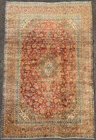 ANTIQUE PERSIAN KASHAN HAND KNOTTED RUG, 7.9 x 11.5 (206cm x 348cm)