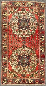 ANTIQUE PERSIAN HAMADAN HAND KNOTTED RUG, 5.0 x 9.4 (152cm x 284cm)