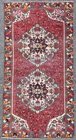 ANTIQUE PERSIAN HAMADAN HAND KNOTTED RUG, 5.0 x 9.7 (152cm x 292cm)