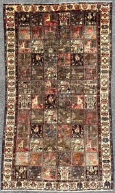 ANTIQUE PERSIAN BAKHTIARI PICTORIAL HAND KNOTTED RUG, 5.8 x 9.6 (173cm x 290cm)