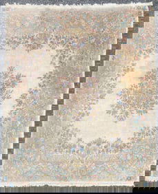 ANTIQUE PERSIAN KERMAN HAND KNOTTED RUG WITH 200+ KPSI, 4.10 x 6.0 (147cm x 183cm)