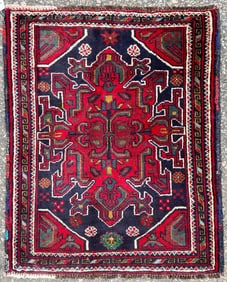 PERSIAN HAMADAN HAND KNOTTED RUG, 1.9 x 2.2 (53cm x 66cm)