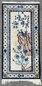 ART DECO, SILK ON SILK MATCHING PICTORIAL HAND KNOTTED RUG, 3.0 x 6.0 (91cm x 183cm)