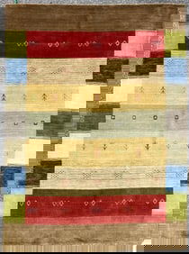 GABBEH HAND KNOTTED RUG, NEW, 5.0 x 6.10 (152cm x 208cm)