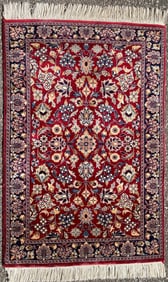 SAROUK HAND KNOTTED RUG WITH 200+ KPSI, 2.0 x 3.5 (61cm x 104cm)