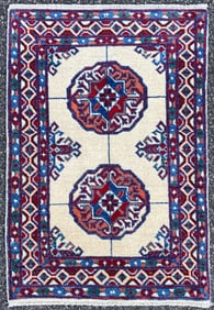 BUKHARA HAND KNOTTED RUG, 2.0 x 2.11 (61cm x 89cm)