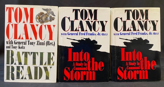 THREE TOM CLANCY NOVELS, TWO HAND SIGNED