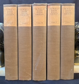 THE WORKS OF RALPH WALDO EMERSON, 5 VOLUMES, EARLY 1900S