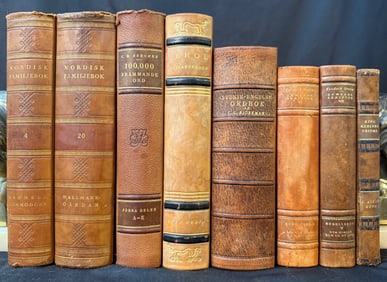 SWEDISH LEATHER-BOUND BOOK SET, 8 VOLUMES