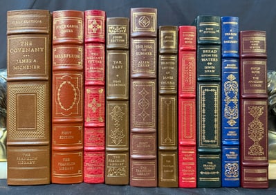 FRANKLIN LIBRARY FIRST EDITION BOOK SERIES, 10 VOLUMES WITH 1 HAND SIGNED, 1980s