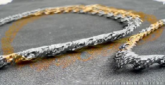 10K YELLOW GOLD, SAPPHIRE AND DIAMOND BRACELET