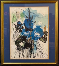 SALVADOR DALI (1904-1989) HAND SIGNED, LIMITED EDITION MIXED MEDIA LITHOGRAPH TITLED L’HOMME ET LA