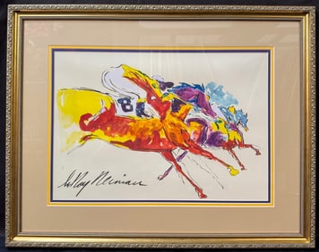 LEROY NEIMAN (1921-2012) HAND SIGNED LITHOGRAPH TITLED INTO THE TURN, 21.5IN X 27IN (55cm x 69cm)