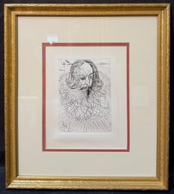 SALVADOR DALI (1904-1989) ORIGINAL ETCHING TITLED CERVANTES WITH COA, 14.75IN x 16.75IN (37.5cm x