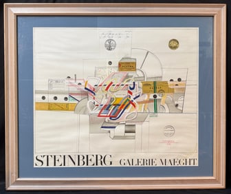 SAUL STEINBERG (1914-1999) ORIGINAL GALERIE MAEGHT LITHOGRAPH WITH FOIL SEAL, 32IN x 37.5IN (81cm x