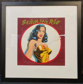 MEL RAMOS (1935-2018) LIMITED EDITION LITHOGRAPH TITLED SENORITA RIO WITH COA, 25IN x 25IN (64cm x