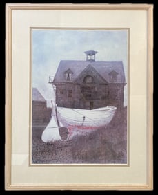 ANDREW WYETH (1948) LITHOGRAPH TITLED LIBERTY LAUNCH, 31IN x 39IN (79cm x 99cm)