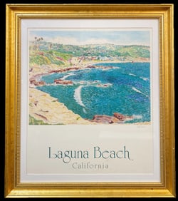 RICHARD SUSSMAN (1908-1971) HAND SIGNED, ORIGINAL LITHOGRAPH TITLED LAGUNA COASTLINE, 24.5IN x