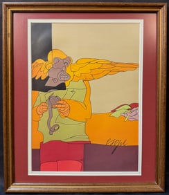 VALERIO ADAMI (1935) ORIGINAL LITHOGRAPH TITLED ESOPE EPIGRAMME, 14.5IN x 17IN (37cm x 43cm)