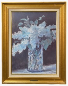 EDOUARD MANET (1832-1883) OIL REPLICA TITLED THE LILAC TUFT, 22IN x 28IN (56cm x 71cm)