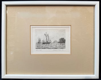 DONALD ALLEN MAHER (1951) HAND SIGNED, LIMITED EDITION ETCHING TITLED HARBOR MIST, 12IN x 15IN (30cm