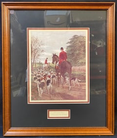 FOX HUNTING COLOR LITHOGRAPH BY E.A.S. DOUGLAS (1848-1918) TITLED EVENING – 17IN x 19IN