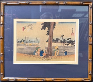 ANTIQUE JAPANESE WOODBLOCK PRINT BY UTAGAWA HIROSHIGE (1797-1858) TITLED HAMAMATSU: WINTER SCENE,