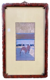 MID-CENTURY MODERN ERA JAPANESE HAND PAINTED SILK PAINTING, 15IN x 25IN (38cm x 64cm)