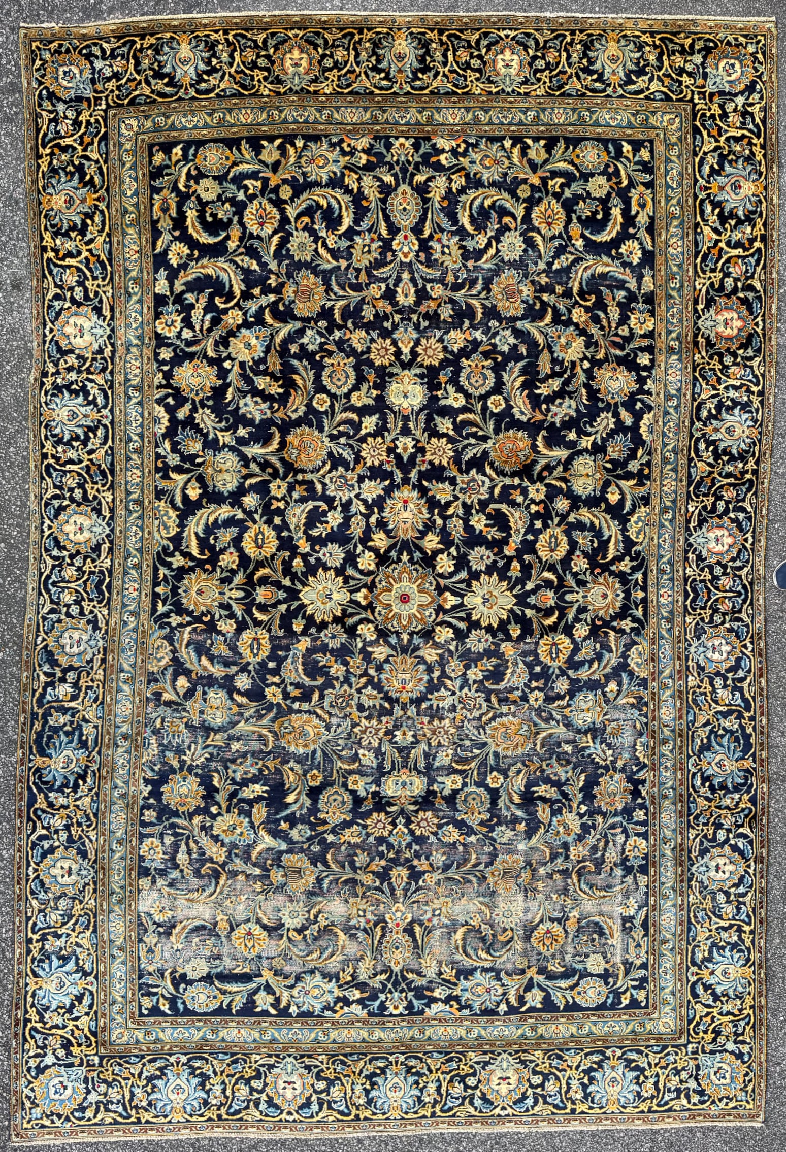 ANTIQUE PERSIAN KASHAN HAND KNOTTED RUG, 7.11 x 12.0 (241cm x 366cm) (1 of 5)