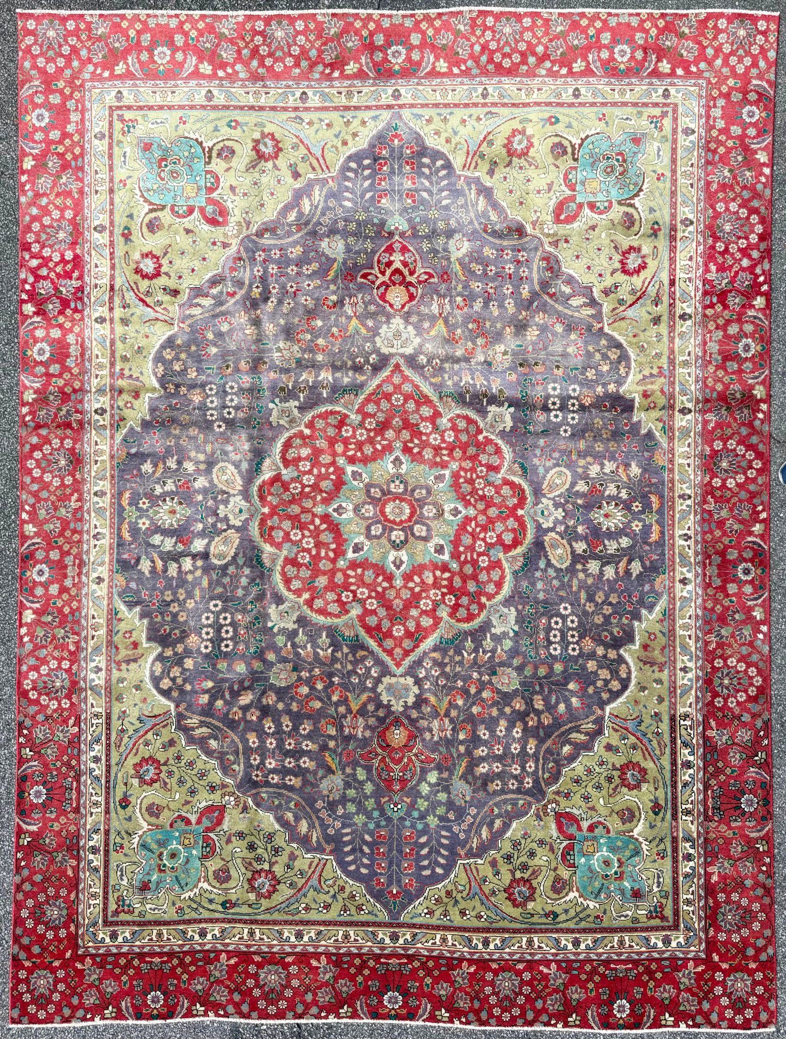 ANTIQUE PERSIAN TABRIZ HAND KNOTTED RUG, 9.3 x 12.5 (282cm x 378cm) (1 of 5)