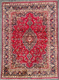 ANTIQUE SIGNED PERSIAN MASHAD HAND KNOTTED RUG, 8.0 x 11.2 (244cm x 340cm)