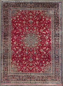 ANTIQUE PERSIAN ISFAHAN HAND KNOTTED RUG WITH 200+ KPSI, 9.4 x 12.8 (284cm x 386cm)