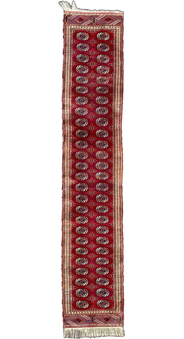 BUKHARA HAND KNOTTED RUNNER, 2.5 x 12.0 (74cm x 366cm)  (1 of 5)