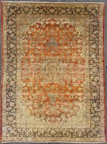 ANTIQUE PERSIAN ISFAHAN HAND KNOTTED RUG, 9.6 x 13.0 (290cm x 396cm)