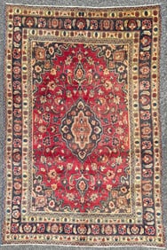 ANTIQUE PERSIAN MASHAD HAND KNOTTED RUG, 6.4 x 9.4 (193cm x 284cm)