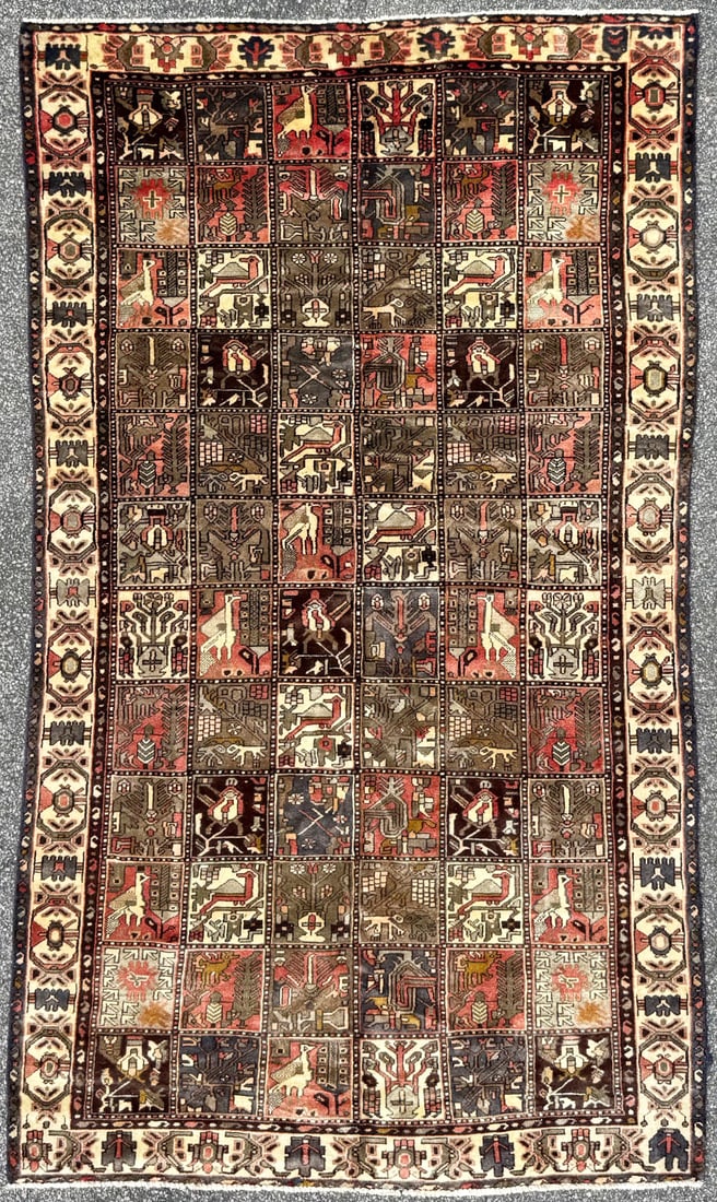ANTIQUE PERSIAN BAKHTIARI PICTORIAL HAND KNOTTED RUG, 5.8 x 9.6 (173cm x 290cm) (1 of 7)