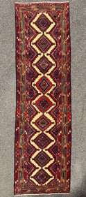 VINTAGE PERSIAN HAMADAN HAND KNOTTED RUNNER, 2.10 x 10.1 (86cm x 307cm)