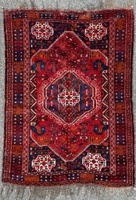 VINTAGE PERSIAN SHIRAZ HAND KNOTTED RUG, 5.7 x 8.5 (170cm x 257cm)
